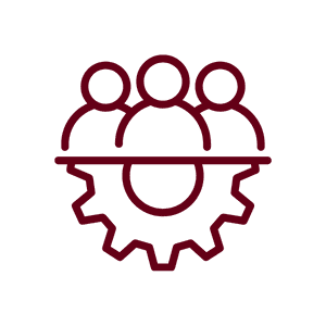 ไอคอนทีมงานและเฟือง สื่อถึงทีมทำความสะอาดมืออาชีพ ทำงานเป็นระบบ ราคาคุ้มค่า โดยนอเทอร์เบล (NB)